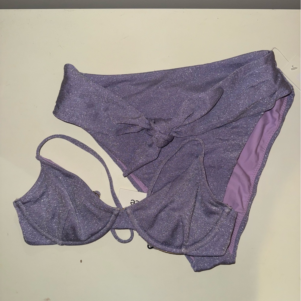Gorgeous Montce Shimmery Lavender Two-Piece Bikini (S top + M bottom)
